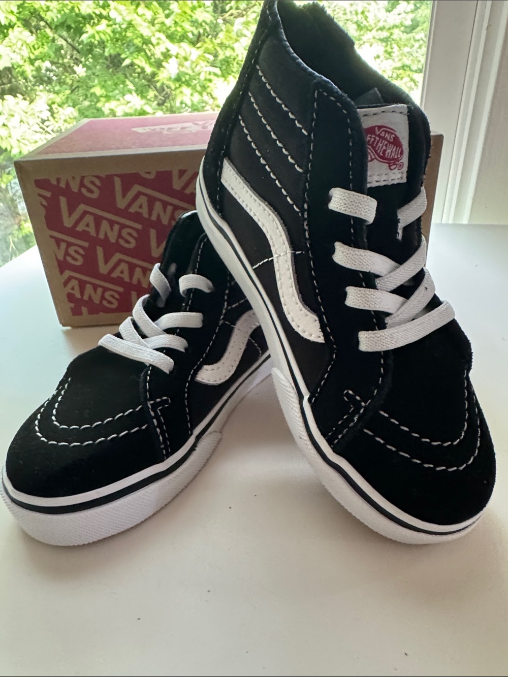 Vans Kids Black and White Sk8-Hi Suede Canvas Sneakers